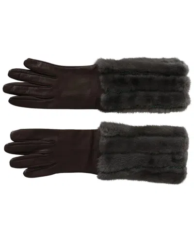 Dolce & Gabbana Leather Gloves In Brown