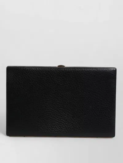 Dolce & Gabbana Leather Gold Frame Clutch Evening Bag In Black