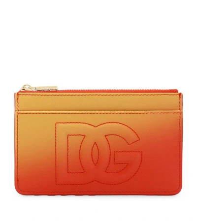 Dolce & Gabbana Leather Gradient Zip Card Holder In Multi