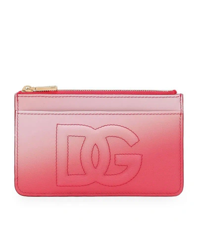 Dolce & Gabbana Leather Gradient Zip Card Holder In Multi