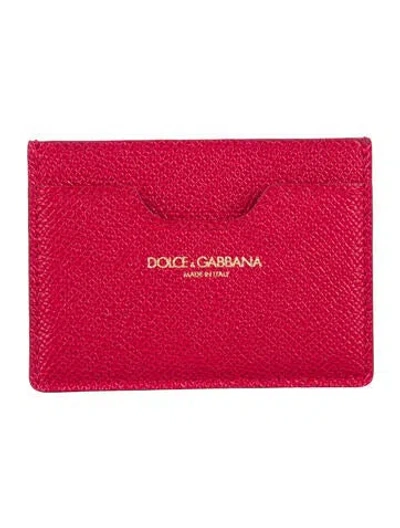 Pre-owned Dolce & Gabbana Leather Graphic Print Card Holder In Red