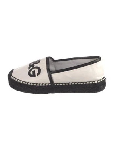 Pre-owned Dolce & Gabbana Leather Graphic Print Espadrilles In Black/white