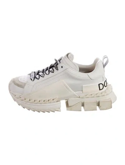 Pre-owned Dolce & Gabbana Leather Graphic Print Sneakers In Multi