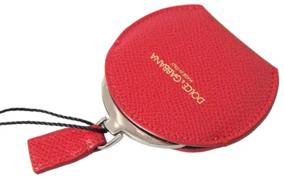 Dolce & Gabbana Leather Hand Mirror Holder Coin Purse In Red