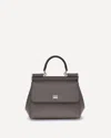 Dolce & Gabbana Medium Sicily Calfskin Logo-plaque Top Handle Bag In Gray