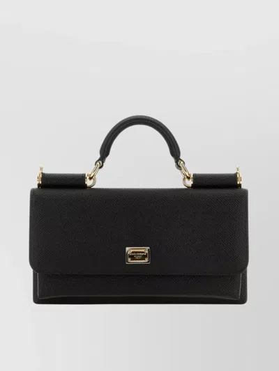Dolce & Gabbana Leather Handbag With Rectangular Shape And Gold-tone Hardware In Black