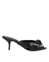 Dolce & Gabbana Black Exotic Leather Heels Slides Shoes In Black