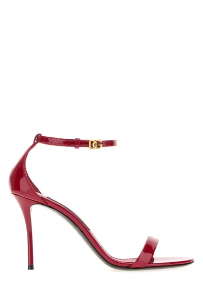 Dolce & Gabbana Logo-detailed Patent-leather Sandals In Multi