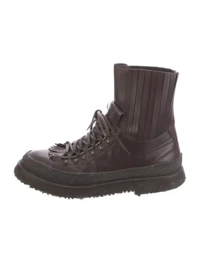 Pre-owned Dolce & Gabbana Leather Hiking Boots In Brown