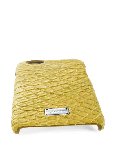 Pre-owned Dolce & Gabbana Leather Iphone 6/6s Case In Yellow