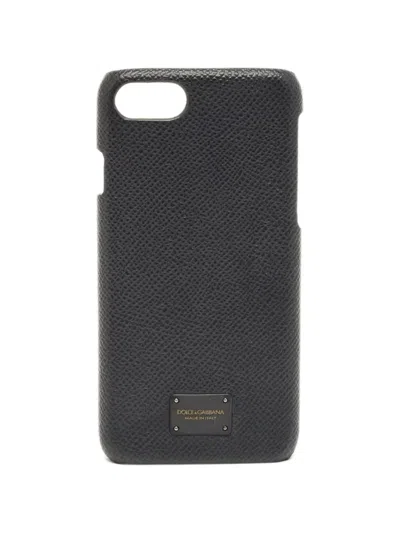 Pre-owned Dolce & Gabbana Leather Iphone 7 Phone Case In Black