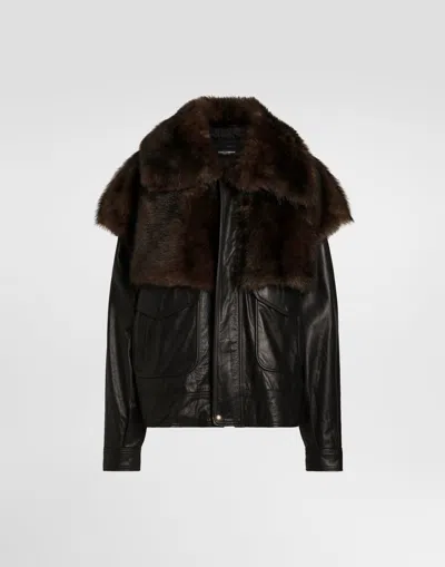 Dolce & Gabbana Leather Jacket In Black
