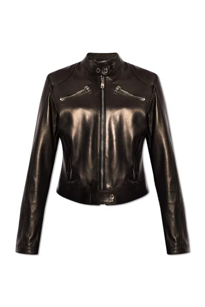 Dolce & Gabbana Leather Jacket In Gold