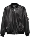 Dolce & Gabbana Zip Front Jacket With Ribbed Cuffs In Black
