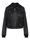 Dolce & Gabbana Black Lamb Leather Jacket With Ribbed Detailing In Black