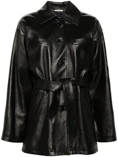 Dolce & Gabbana Drop Shoulder Belted Jacket In Black