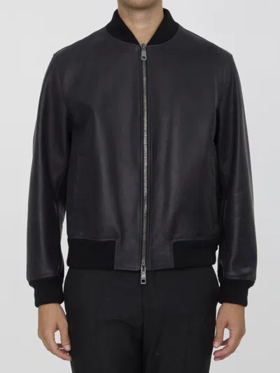Dolce & Gabbana Leather Jacket In Grey