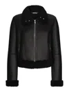 Dolce & Gabbana Lambskin Biker Jacket In Black