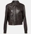 Dolce & Gabbana Leather Jacket In Brown