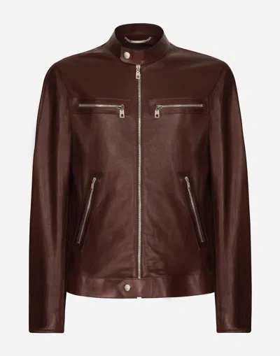 Dolce & Gabbana Leather Jacket In Multicolor