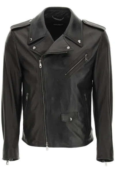 Dolce & Gabbana Leather Jacket In Black