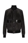 Dolce & Gabbana Leather Bomber Jacket In Nero