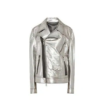Pre-owned Dolce & Gabbana Leather Jacket In Silver