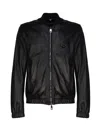 DOLCE & GABBANA LEATHER JACKET WITH LOGO PLAQUE