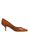 Dolce & Gabbana 75 Texture Leather Striped Pumps In Brown