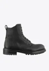 Dolce & Gabbana Lace-up Leather Ankle Boots In Black