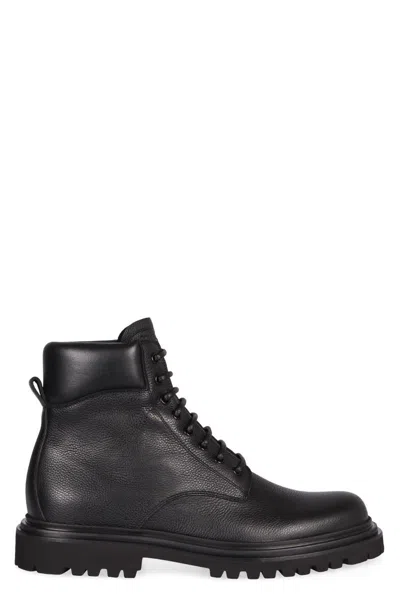 Dolce & Gabbana Leather Lace-up Boots In Black