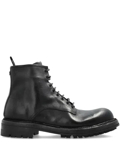 DOLCE & GABBANA LEATHER LACE-UP BOOTS