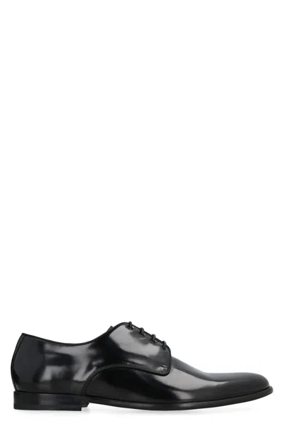 Dolce & Gabbana Leather Lace-up Derby Shoes In Black