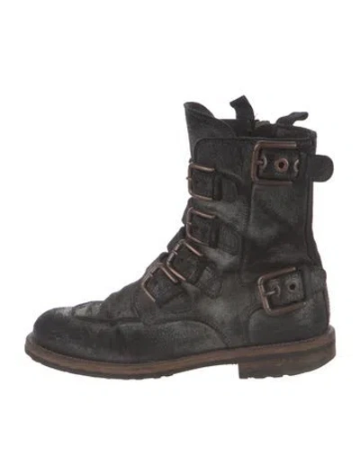 Pre-owned Dolce & Gabbana Leather Lace-up Boots In Black