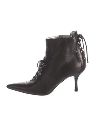 Pre-owned Dolce & Gabbana Leather Lace-up Boots In Black