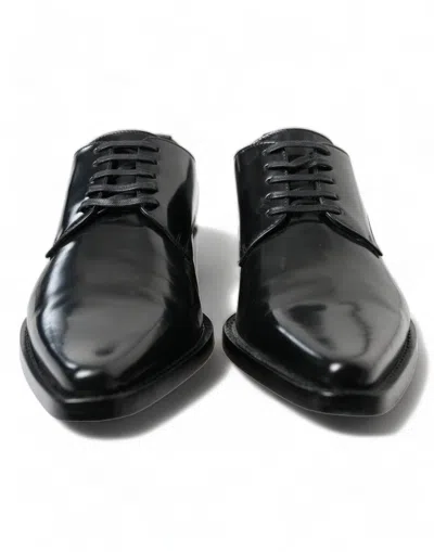 Dolce & Gabbana Leather Lace-up Flat In Black