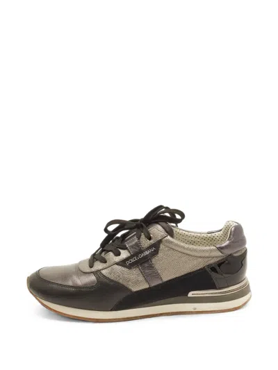 Pre-owned Dolce & Gabbana Leather Lace-up Sneakers In Black