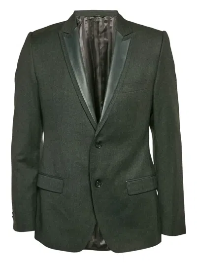 Pre-owned Dolce & Gabbana Leather-lapel Wool Blazer In Gray