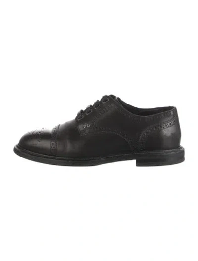 Pre-owned Dolce & Gabbana Leather Lasercut Accents Brogues In Black