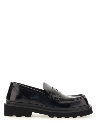 Dolce & Gabbana Penny-slot Leather Loafers In Black
