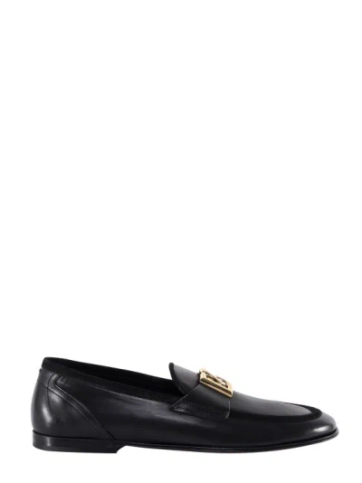 Dolce & Gabbana Ariosto Leather Cross-over Loafers In Black