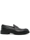 Dolce & Gabbana Florio Black Loafers With Dg Plaque On The Front In Grained Leather Man In Black