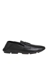 Dolce & Gabbana Leather Loafers With Round Toe And Textured Finish In Black
