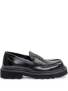 Dolce & Gabbana Brushed Leather Penny Loafers In Black
