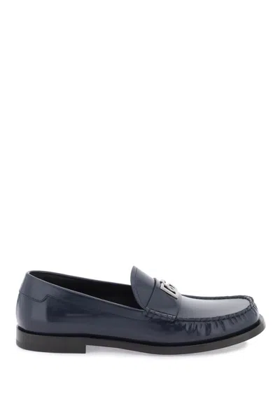Dolce & Gabbana Leather Loafers In Blue