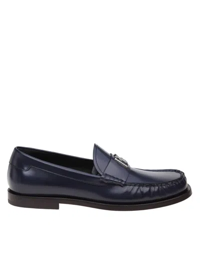 Dolce & Gabbana Leather Loafers With Dg Logo In Black