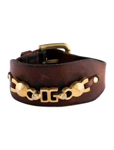 Pre-owned Dolce & Gabbana Leather Logo Bracelet, 8" In Multi