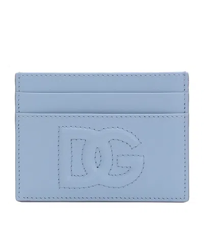 Dolce & Gabbana Leather Logo Card Holder In Blue