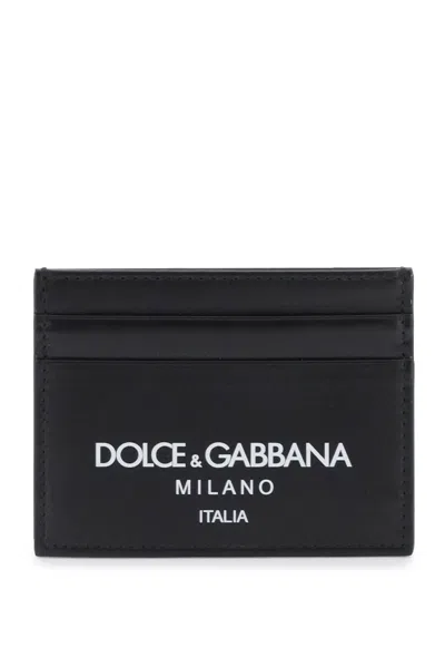 Dolce & Gabbana Leather Logo Cardholder In Print Dg Milano