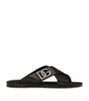 Dolce & Gabbana Leather Sandals With Lateral Monogram